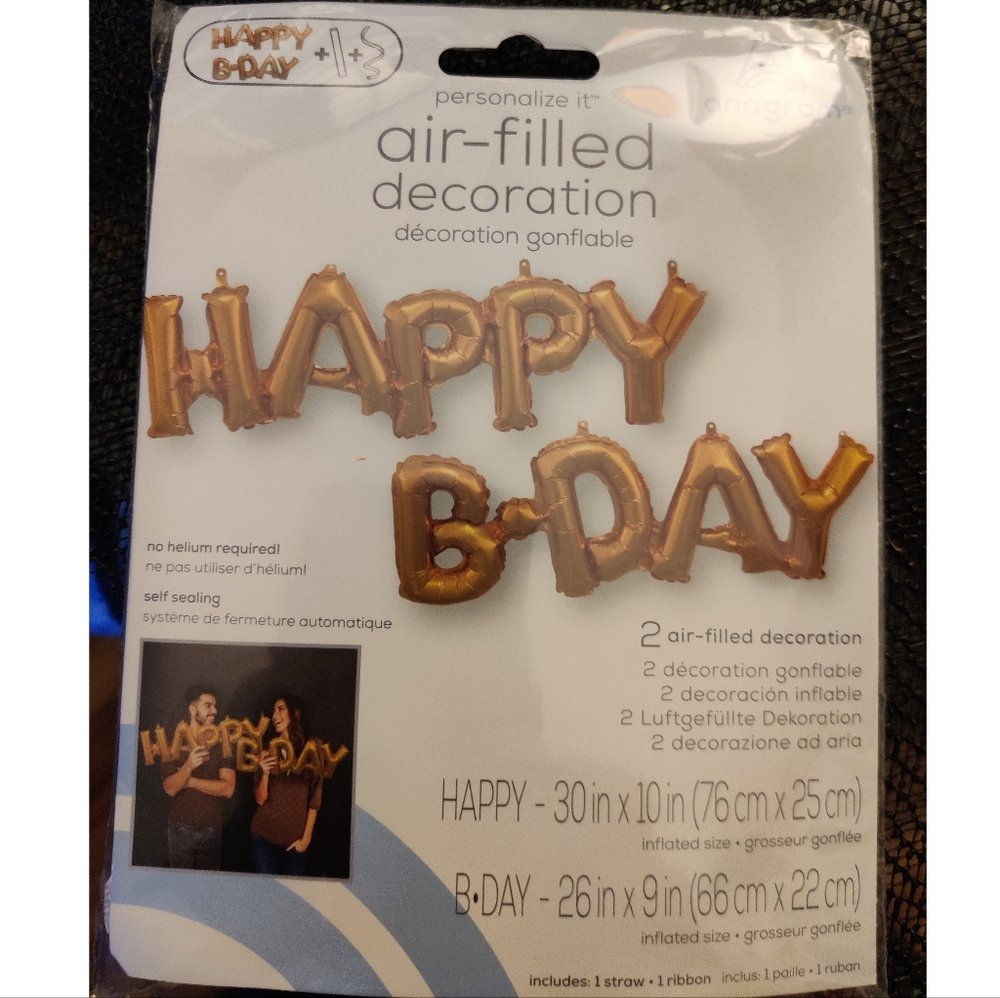Gold Happy B-Day Airfilled balloons 3 packages - Picture 5 of 6